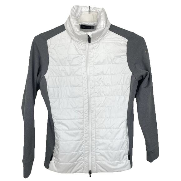 KJUS Mundin Midlayer Jacket Womens 42 XL White Gray Puffer Fleece Outdoor Ski - Picture 1 of 16